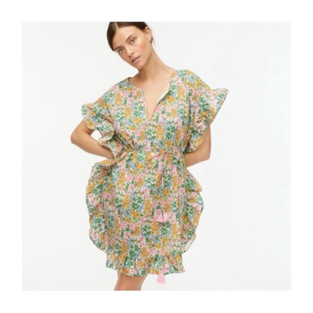 J. Crew Side-Ruffle Tunic in Liberty Mini Floral Walk